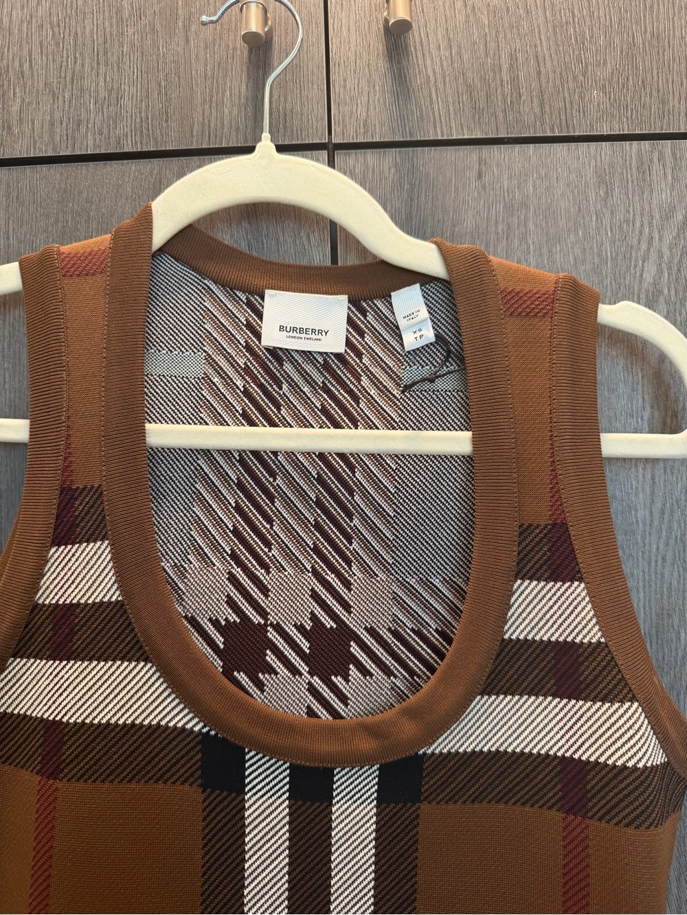 Burberry Brown Plaid Sleeveless Mini Dress - Picture 4 of 5